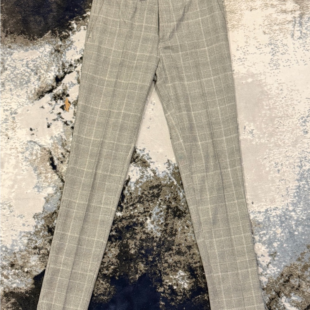 ASOS Grey Windowpane Plaid Dress Pants
